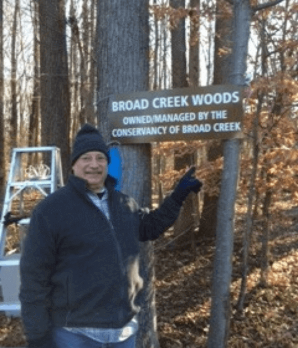 Stewards of the Broad Creek Woods signage